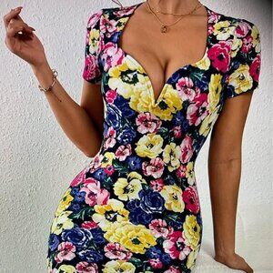 Ladies size XL Floral Print Pencil Style dress 10.00